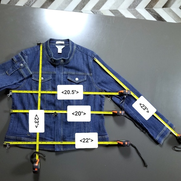 🍎HP🍎CHRISTOPHER & BANKS MOTO DENIM JACKET P/XL - Picture 7 of 8